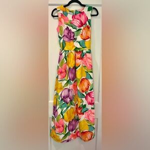 Vintage Floral Maxi Dress - Multicolor